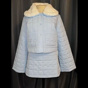 Sugar Thrillz Dolls Kill ‘POLAR EXPRESS’ Blue Quilted Jacket & Skirt SET L NWT